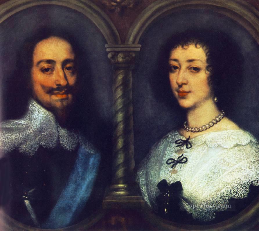 CharlesI of England and Henrietta of France Baroque court painter Anthony van Dyck Oil Paintings